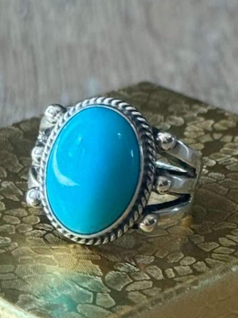 DERRICK GORDON Navajo Sleeping Beauty Turquoise Ring